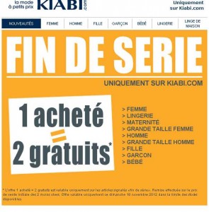 Kiabi : 2 articles gratuits sur 3 achetés .. le 18 novembre uniquement