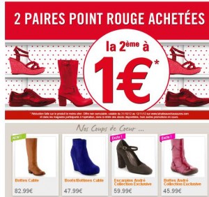 deuxieme paire de chaussures à 1 euro sur le site la halle
