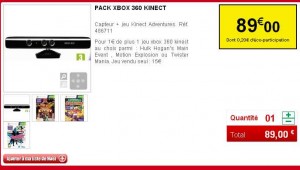 90 euros le capteur Kinect + 2 jeux