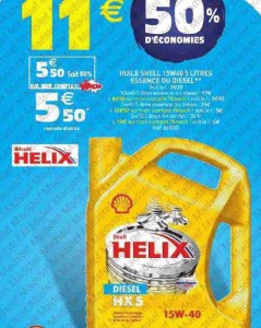 Huile pour voiture avec 50% de credit sur la carte chez auchan du 21 au 27/11