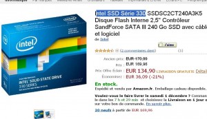 Disque SSD 240go intel à 134.90 euros en vente eclair le 30/11