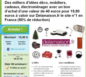 19.9 euros le bon d’achat 40 valable sur le site delamaison