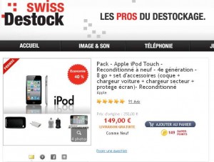 Ipod Touch IV 8go reconditionné à 129 euros port inclu .. le 21 novembre