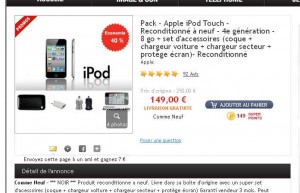 129 euros port inclu l’ipod touch IV 8go reconditionné .. les 29 et 30/11