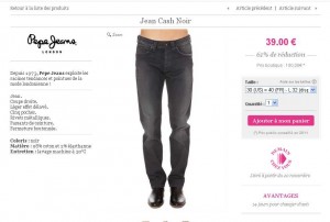 Pepe Jeans en vente privee .. jeans hommes à partir de 39 euros