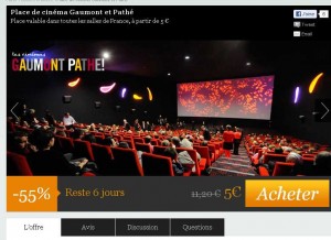 5 ou 5.5 euros la place de cinema gaumont pathé pour y aller debut 2013