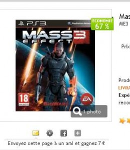 17.90 euros port inclu le jeu video Mass Effect 3 pour PS3
