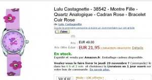 Montre lulu castagnette pour fille à 21.95 euros port inclu .. le 28/11 uniquement