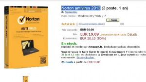 Norton Antivirus 2013 pour 3 postes à moins de 20 euros