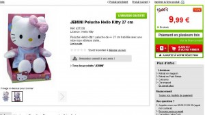 Peluche Hello Kitty 27cm à moins de 10 euros livraison incluse