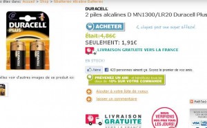 7.16 port inclu les 4 piles rechargeable AA 2450mah , 4.95 les 1700 mah