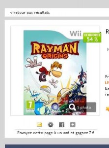 Rayman Origins pour console Wii à moins de 18 euros port inclu