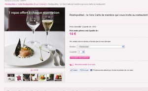 Carte restopolitan (1 repas offert sur 2 ) pour 14 euros pour 6 mois et 24 pour 1 an