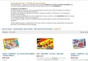 25% de remise sur des jouets hasbro , nerf .. jusqu’au 22/12/2012