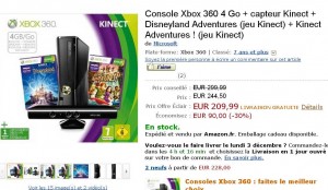 210 euros la console xbox360 4go kinect avec disneyland adventures .. le 1/12 uniquement