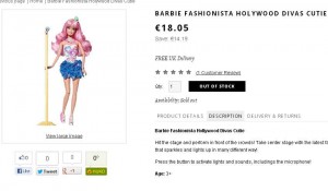 Poupée Barbie electronique Fashionista Hollywood divas cutie à 9 euros