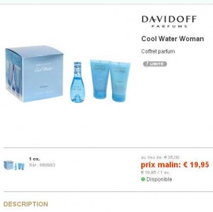 Coffret eau de toilette Davidoff femmes à moins de 20 euros