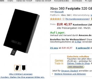 Disque dur 320go pour console XBOX360 + lego star war à 44 euros  56 port inclu