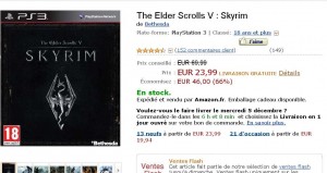 Jeu video Elder Scrolls V pour xbox et ps3 à moins de 24 euros
