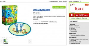 Jeu pour enfants Hasbro Piqu’Picnic à 9.23 euros contre entre 17 et 30 ailleurs