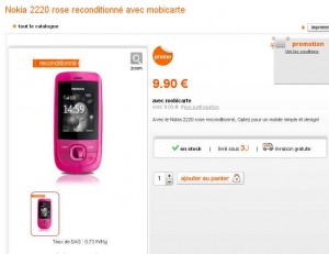Nokia 220 rose reconditionné à 9.9 euros ..terminé