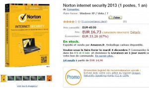 Moins de 17 euros l’antivirus internet security 2013 1 poste (contre entre 25 -30 )