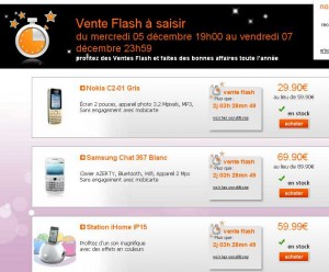 Orange vente flash : 5-7 decembre : nokia c2-01 à 29.9 euros, samsung chat 357 à 69