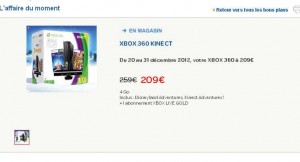 Pack xbox360 4go kinect disneyland à 209 euros chez carrefour du 20 au 31/12/2012
