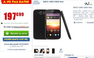 Smartphone 5 pouces, wiko cink king à moins de 198 euros