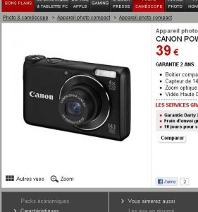 Un appareil photo Canon à moins de 40 euros port inclu .. termine