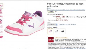 17.50 euros port inclu les baskets Puma pour Filles / Femmes