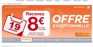 Carrefour : 8 euros offerts pour 80 d’achats le 19 janvier