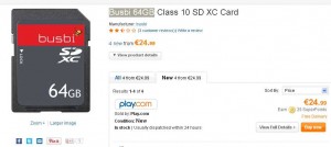 Moins de 25 euros une carte mémoire SD Classe 10 de 64Go
