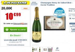 Moins de 55 euros les 5 bouteilles de champagne livraison incluse