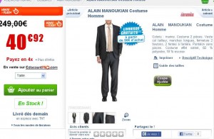 Costume Hommes Manoukian à 41 euros