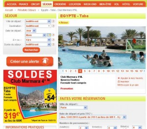 Séjour Egypte mer rouge : 319 euros le 27/01 , 369 le 3/02