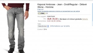 Moins de 40 euros un Jeans Kaporal pour hommes