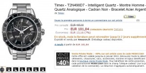 Montre Timex Hommes à 109 euros contre autour de 190 euros ailleurs