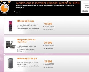 Orange vente flash 9-11 janvier: 2 mobiles à 19.9 euros en formule prépayée