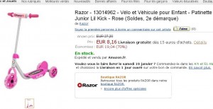 Patinette 3 roues pour fillettes à 8.16 euros