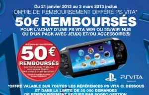 50 euros de remboursé sur les console PS VITA de Sony jusqu’au 3 mars 2013 .. 149 euros la console