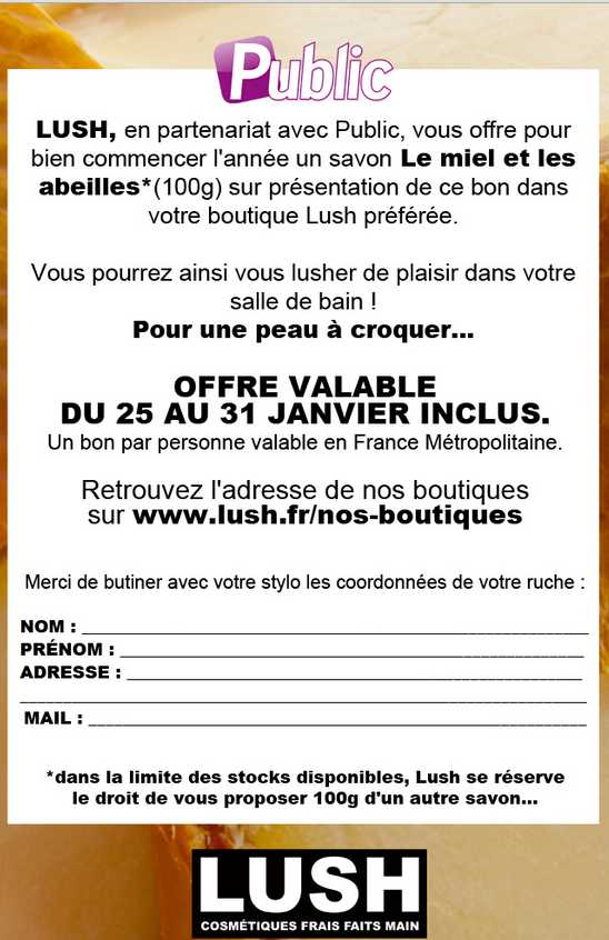 savon gratuit chez lush