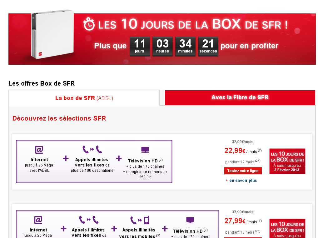 10 euros de remise sur les abonnements adsl sfrbox jusqu'au 2 fevrier