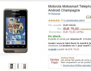 Smartphone Motorola Motosmart à 79 euros