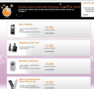 Vente flash orange du 30/01 au 1er fevrier:  mobile wifi à 29 euros 90 , à clavier à 19.9