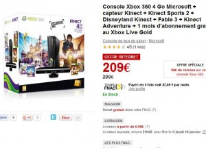 Console Xbox360 4go Kinect + 4 jeux à 209 euros port inclu