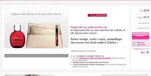 30 euros le bon d’achat de 60 valable sur des coffrets produits Clarins