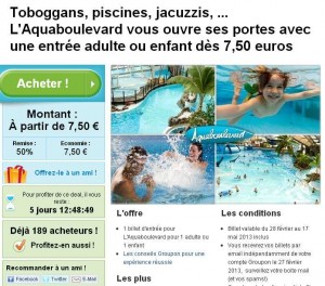 Entrées Aquaboulevard à moitié prix :  7.5 euros pour enfants et 14 euros pour adultes