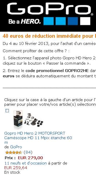 caméra go pro hero2