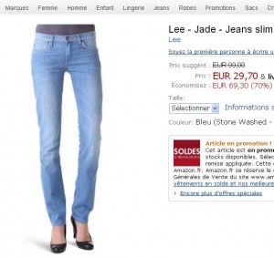 Jeans Lee Femmes à moins de 30 euros port inclu